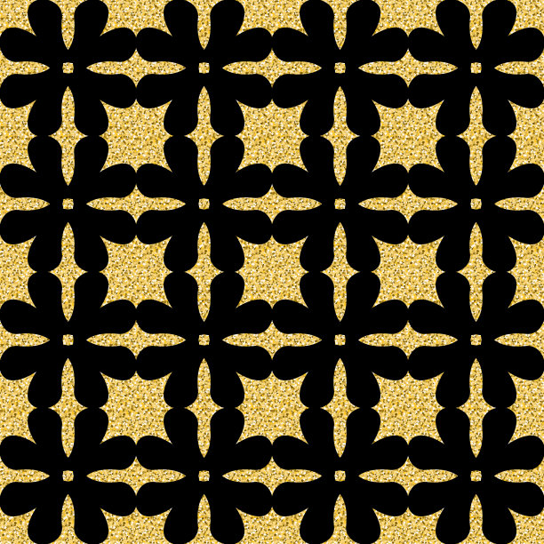 金色阿拉伯无缝图案，闪烁金色闪光黑色装饰背景为设计图片下载