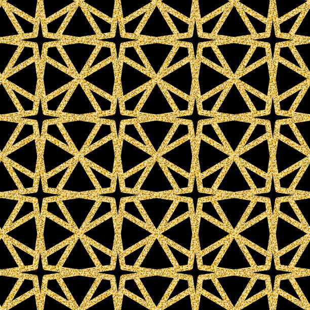 金黑色阿拉伯华丽无缝图案，纺织品或墙纸设计，闪烁闪闪的黑色背景为设计图片下载