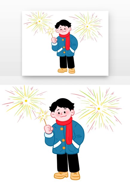 男孩儿童放烟花图片下载