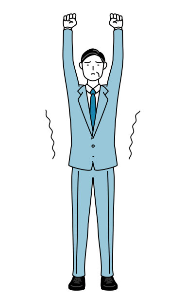 简单的线条画插图的老年商人，高管，经理和总裁伸展和站立。图片下载