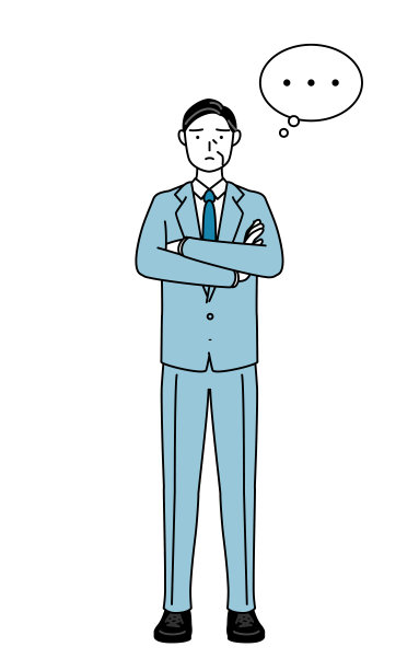 简单的线条画插图的一个老年商人，高管，经理和总裁，双臂交叉，思考。图片下载