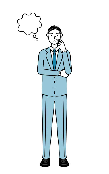 简单的线条画插图的老年商人，高管，经理和总裁思考时挠他的脸。图片下载