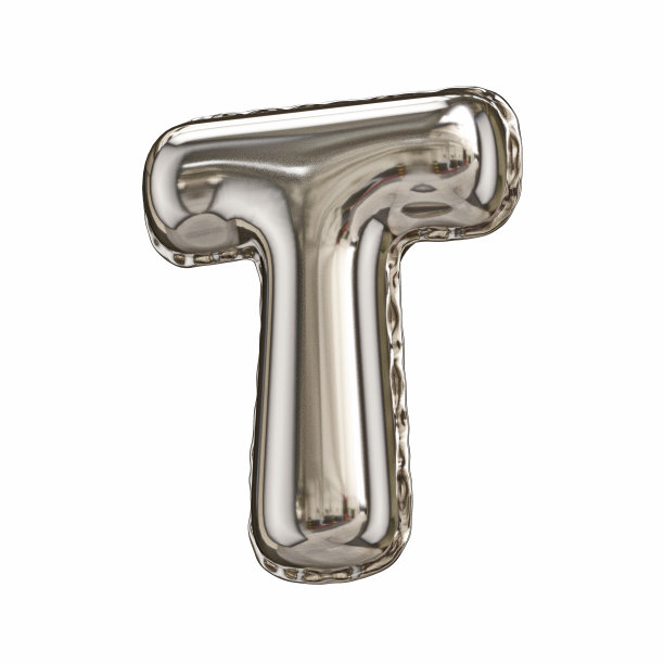 银箔气球字体字母T 3D图片下载