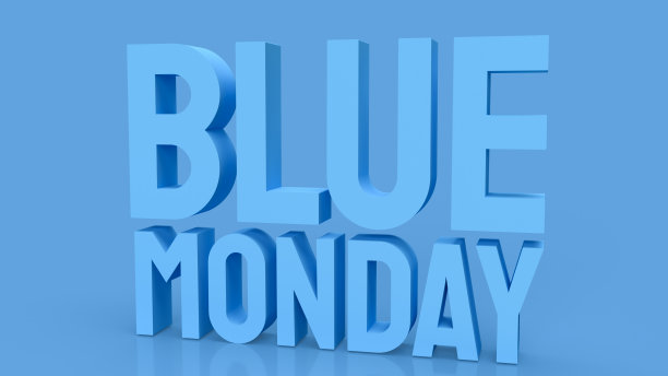对蓝色星期一文本进行抽象背景3d渲染图片下载