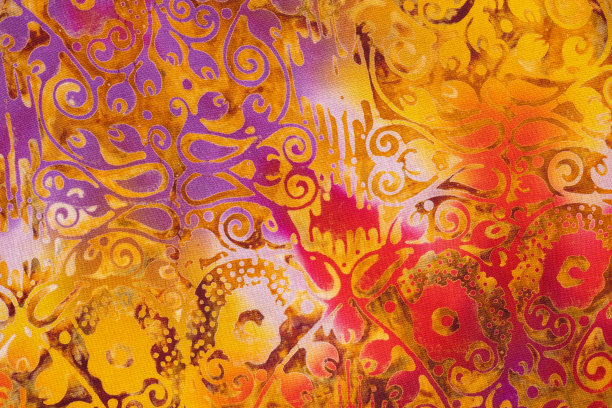 覆盖质感的金红紫织物。纺织品与东方装饰抽象半色调图片下载