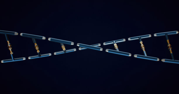 在黑色背景上3D渲染DNA链的一部分，并留有科学设计的复制空间图片下载