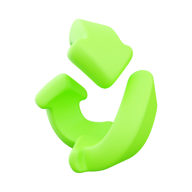 3d渲染绿色符号。3d渲染回收符号。3d渲染零废物符号在白色背景图片下载