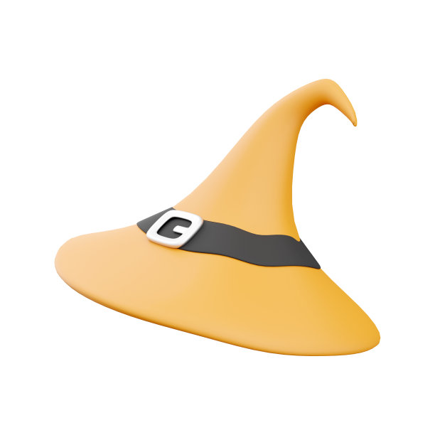 3d渲染女巫帽。3d渲染蓝黑帽子。3d渲染万圣节标志在白色背景图片下载