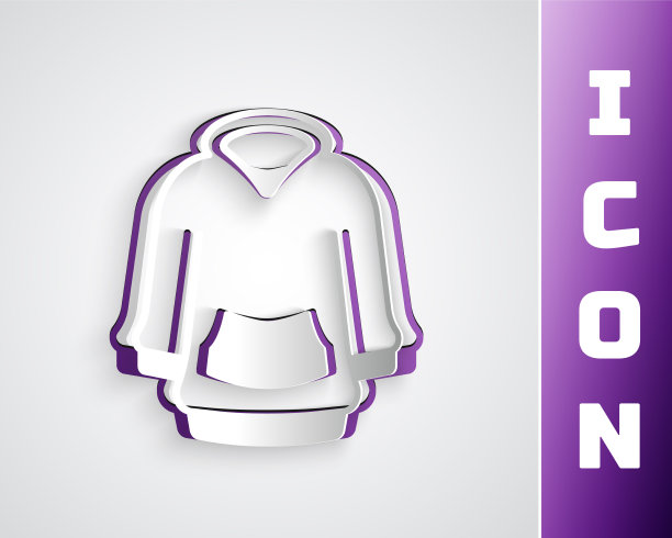 剪纸帽衫图标孤立在灰色背景图片下载