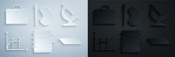 设置笔记本显微镜饼图信息图图片下载