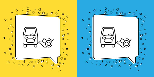 设置线路禁用汽车图标隔离在黄色和图片下载