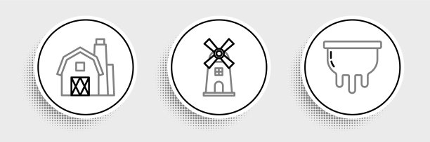 集线乳房农舍概念和风车图片下载