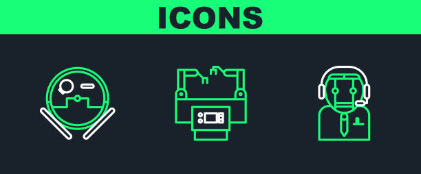 设置流水线工人机器人和吸尘器机器人图片下载