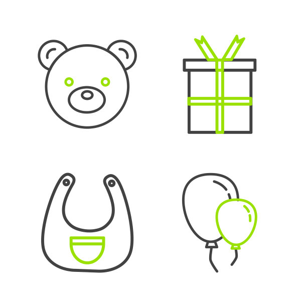 设置线气球与丝带婴儿围嘴礼盒图片下载