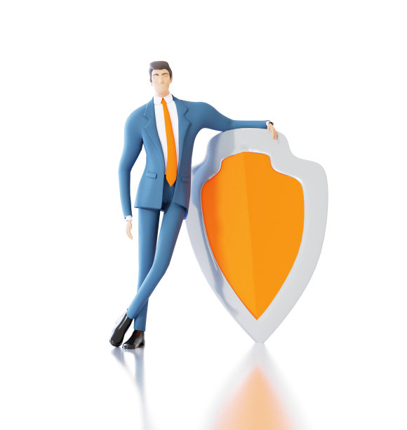 成功的商人具有屏蔽、数据保护、安全的理念。3D效果图图片下载