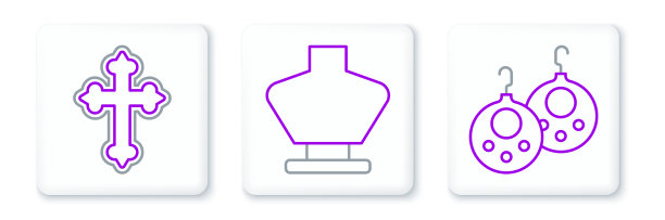 设置线耳环基督十字架和项链图片下载