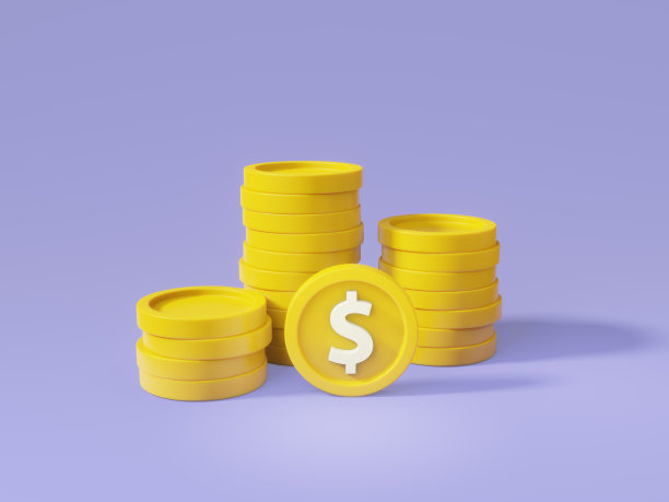 成堆的硬币孤立在蓝色背景上。财务成功的概念。图片下载