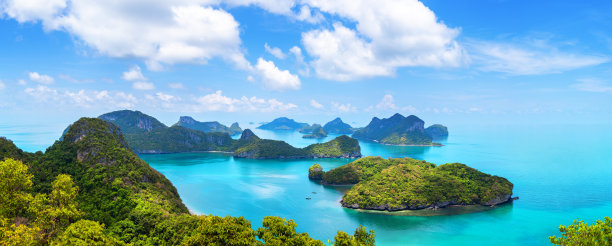 昂通国家海洋公园，昂通海洋公园，泰国素叻他尼，东南亚，美丽的热带岛屿全景，天堂自然景观，海景全景，度假，旅游图片下载