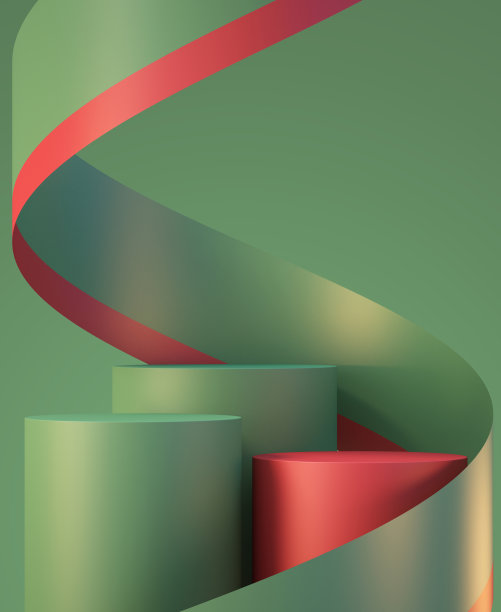 圣诞和新年产品讲台模型展示背景带，3D渲染背景图片下载