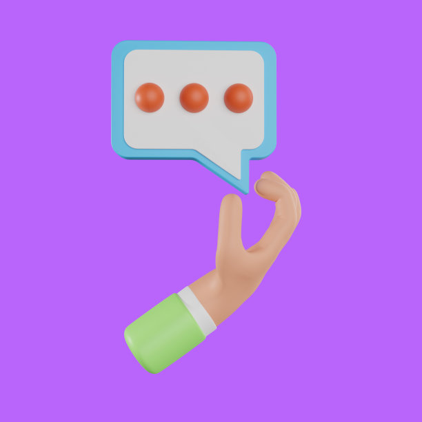 3d手拿着泡泡说话的牌子。3d手持聊天泡泡图标。讯息在指间，沟通在概念图片下载
