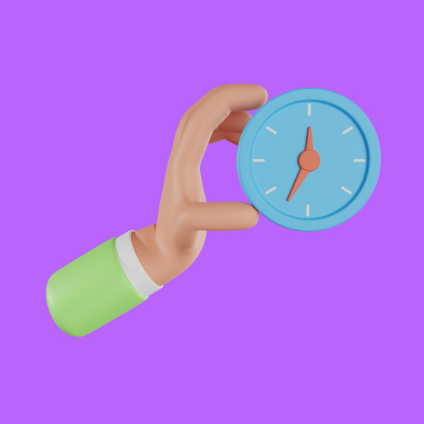 3D手拿着手表。卡通商人手拿手表。图片下载