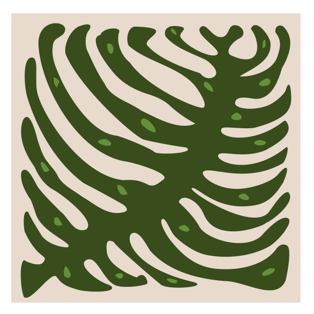 几何芙蓉叶方形现代复古艺术版画，矢量插画图片下载