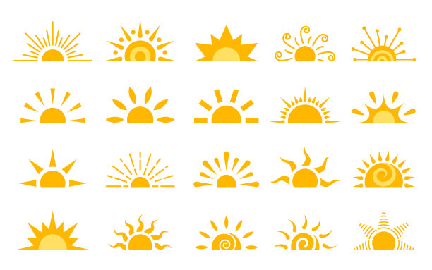 半太阳太阳日出日落天气图标设置图片下载