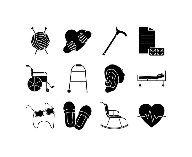 设置疗养院平线图标。老年保健。简单的平面矢量插图的网站或移动应用程序图片下载