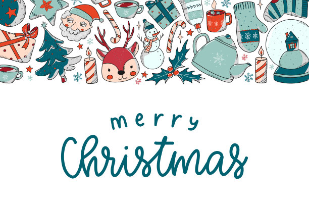 带有涂鸦和名言的圣诞横幅图片下载