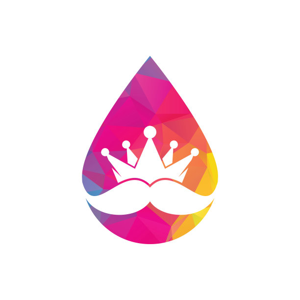 胡子王滴形概念矢量标志设计。图片下载