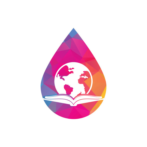 世界书滴形状概念标志设计矢量。图片下载