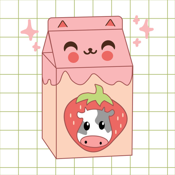 草莓牛奶盒图片下载