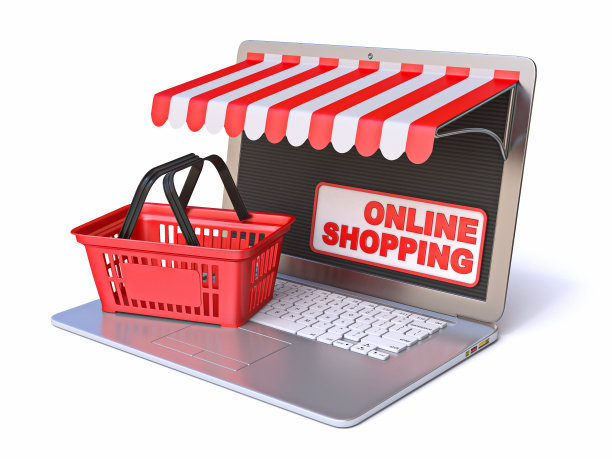 笔记本3D上的红色购物篮配红白屋檐图片下载