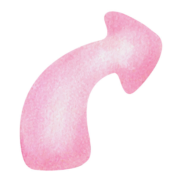 一个简单的粉色水彩箭头。水彩箭头形状。用水彩画在白色背景上。设计元素为现代旗帜，贴纸，日常计划。图片下载