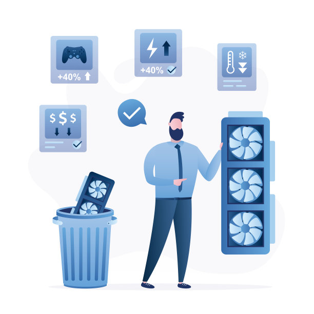 商人或卖家展示新一代图形芯片。芯片的改进版本。用于pc电脑的功能强大、价格低廉的显卡。演示过程。垃圾桶里的旧芯片。图片下载