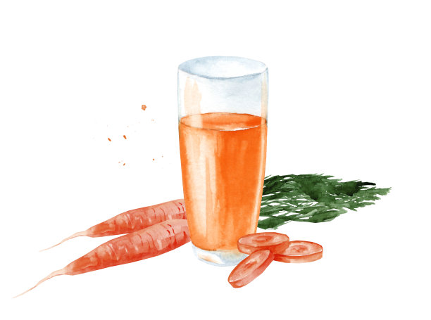 一杯胡萝卜汁在孤立的白色背景图片下载
