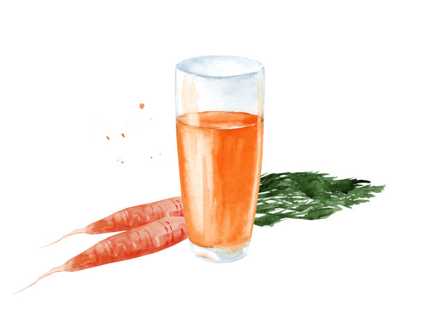 一杯胡萝卜汁在孤立的白色背景图片下载