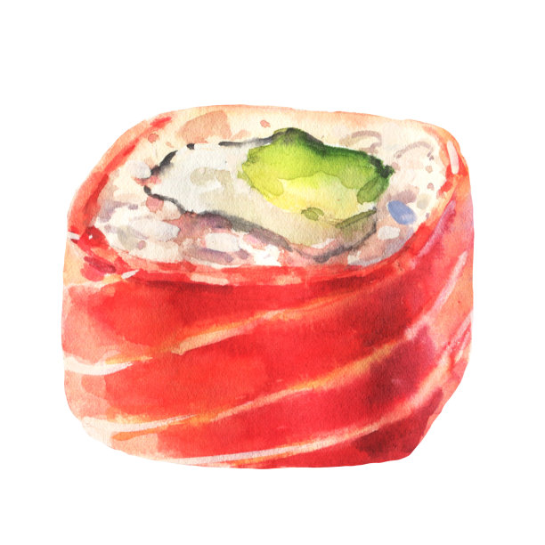 费城水彩寿司寿司配奶油芝士。三文鱼卷。图片下载