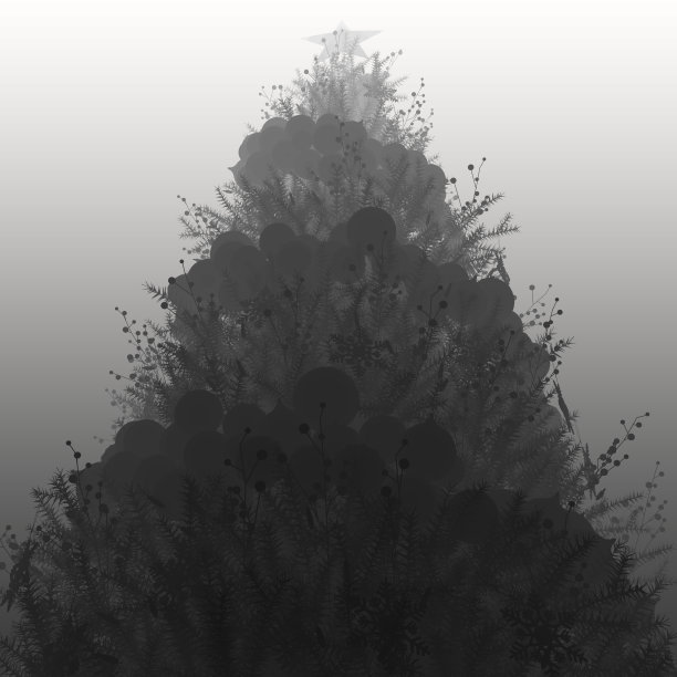 雾霭背景下的圣诞树图片下载