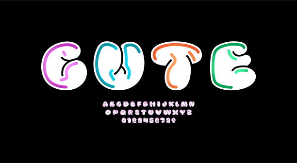 多色字体，卡通风格的漫画字母，大写字母和数字，矢量插图10EPS图片下载