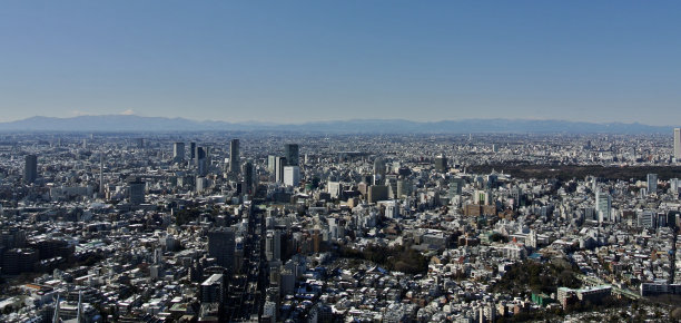 雪下的东京全景图图片下载