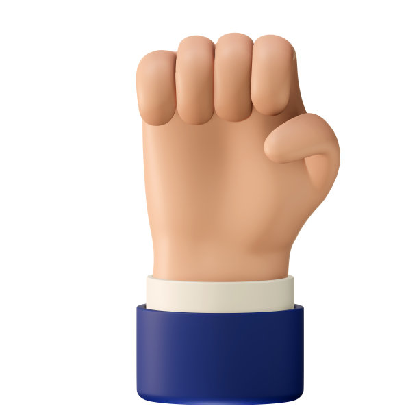 卡通人物的拳头手势。战斗或抗议的剪辑艺术。3D渲染插图。图片下载