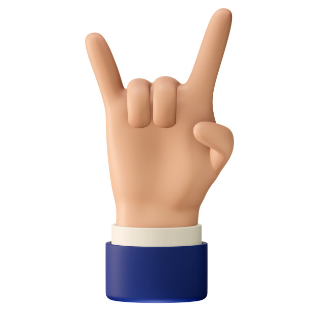 卡通人物石头手势手图标。商业剪辑艺术孤立。3D渲染插图。图片下载