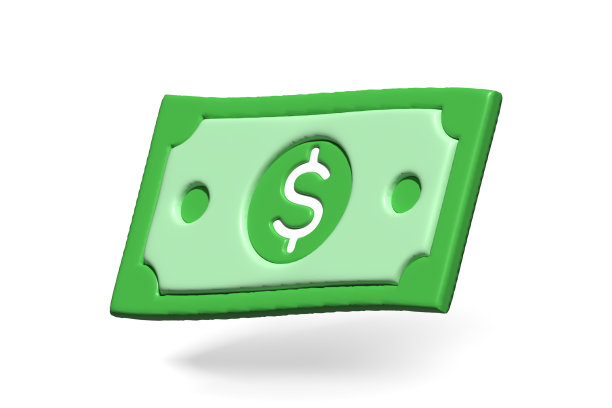 美元货币，白底钞票，商业投资盈利，省钱理念。三维渲染插图图片下载