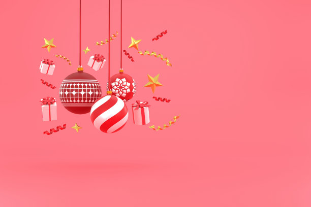 圣诞快乐和新年快乐的背景。带有装饰球的礼品盒图片下载