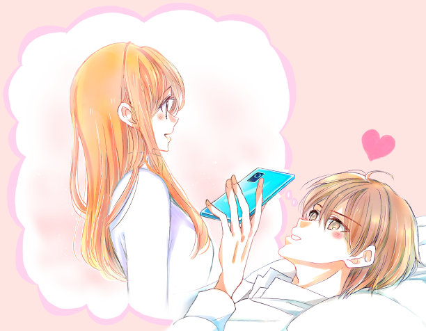 一个男人躺着开心地触摸智能手机的语音泡泡图片下载