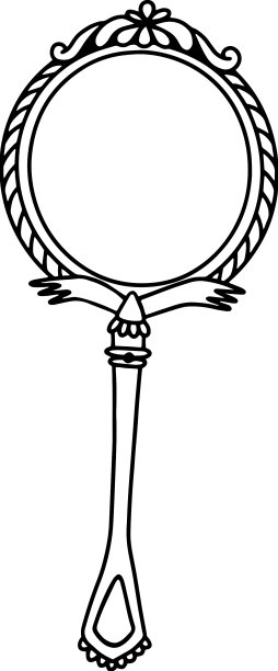 老式手绘圆形涂鸦镜图片下载