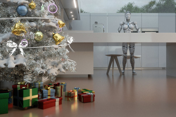 机器人在圣诞节做家务图片下载