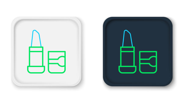 线口红图标孤立的白色背景图片下载