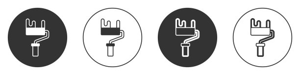 黑色油漆辊刷图标隔离在白色上图片下载